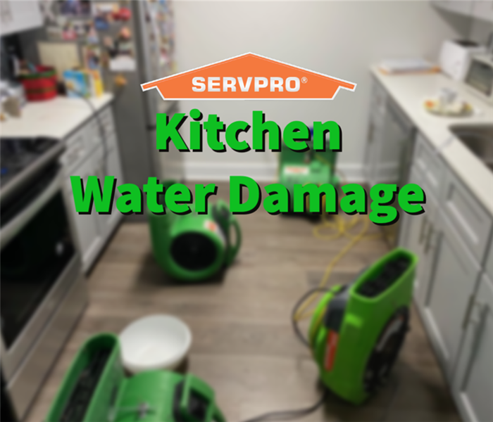 Kitchen water damage in a Jackson County home.
